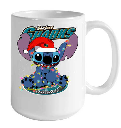 San Jose Sharks NHL Hockey noel stitch Christmas Color Changing Mug 15oz 2