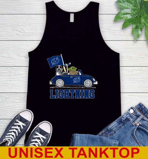 NHL Hockey Tampa Bay Lightning Darth Vader Baby Yoda Driving Star Wars Shirt Tank Top 2