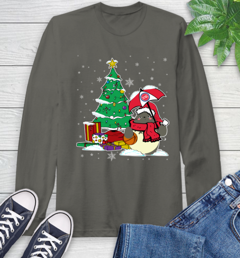 Detroit Pistons NBA Basketball Cute Tonari No Totoro Christmas Sports Long Sleeve T-Shirt 9