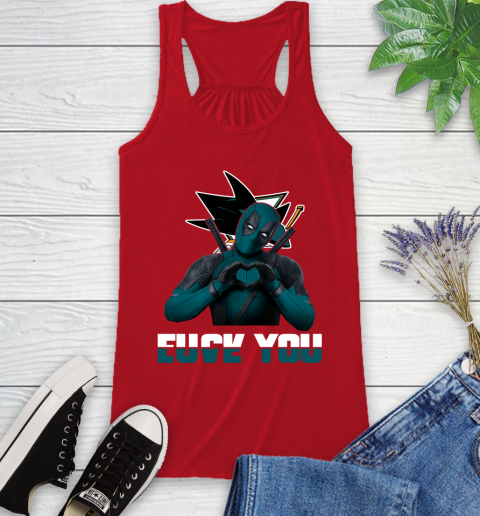 NHL San Jose Sharks Deadpool Love You Fuck You Hockey Sports Racerback Tank 5