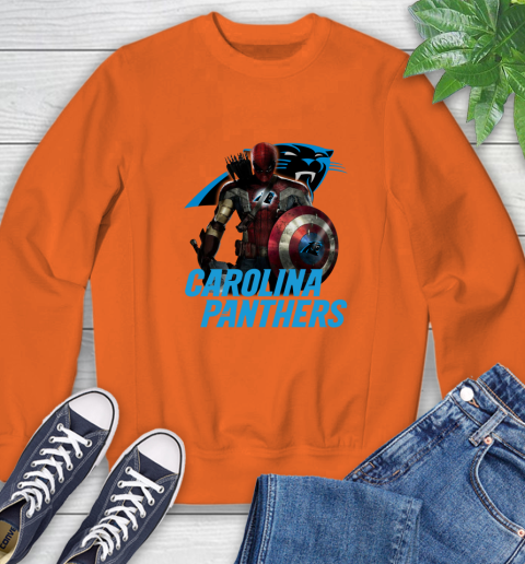 NFL Captain America Thor Spider Man Hawkeye Avengers Endgame Football Carolina Panthers Sweatshirt 4