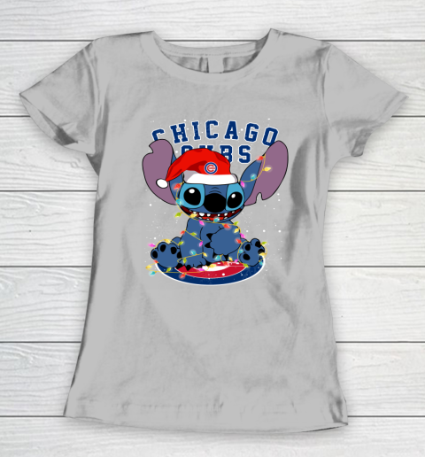 Chicago Cubs MLB noel stitch Baseball Christmas Women's T-Shirt 3