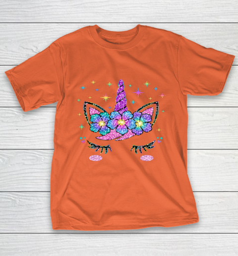 Unicorn Costume Rainbow Face Girls T-Shirt 3