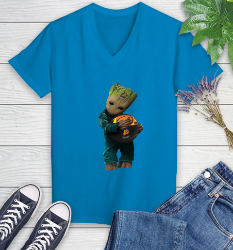 NBA Groot Guardians Of The Galaxy Basketball Sports Phoenix Suns Women's V-Neck T-Shirt 7