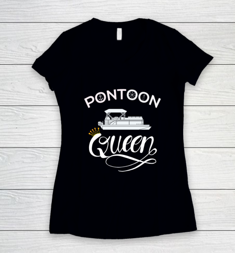 Pontoon Queen Costume Pontoon Boat Women's V-Neck T-Shirt