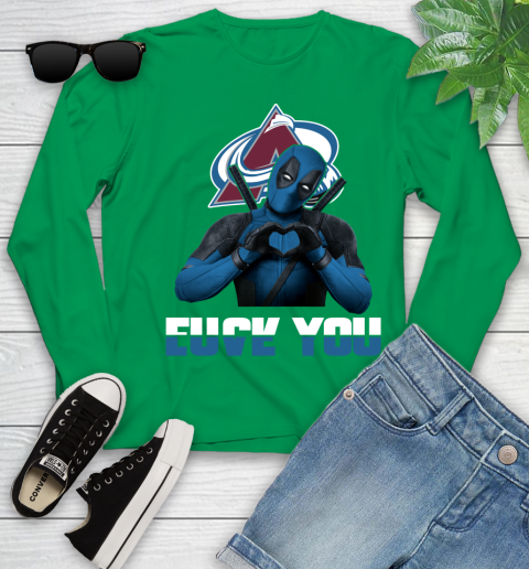 NHL Colorado Avalanche Deadpool Love You Fuck You Hockey Sports Youth Long Sleeve 7
