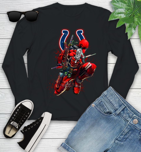 NFL Deadpool Marvel Comics Sports Football Indianapolis Colts Youth Long Sleeve 2