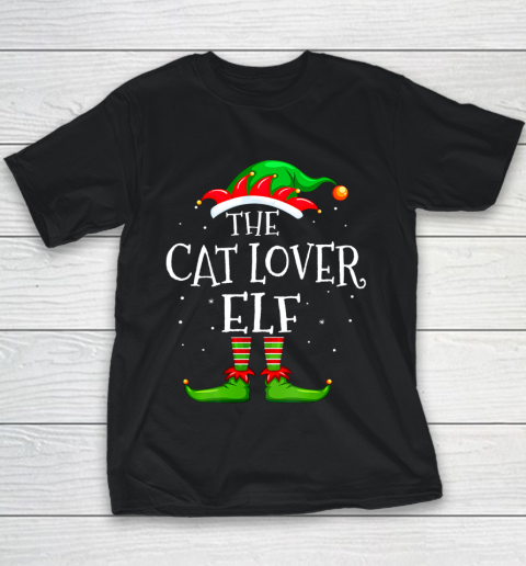 Cat Lover Elf Family Matching Christmas Group Gift Pajama Youth T-Shirt