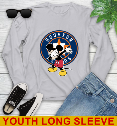 Houston Astros MLB Baseball Dabbing Mickey Disney Sports Youth Long Sleeve 6