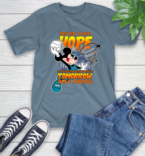 Charlotte Hornets NBA Basketball Mickey Disney Never Lose Hope T-Shirt 8