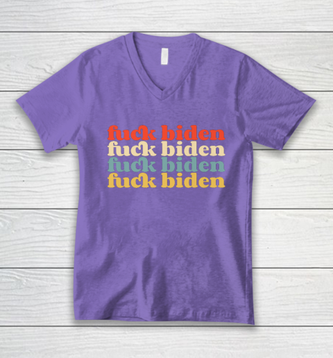 Vintage Fuck Biden Anti Biden Tee Top Womens Mens Premium V-Neck T-Shirt 8