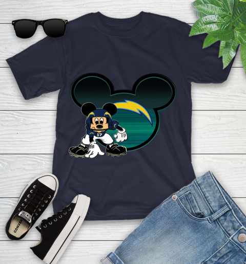 NFL Los Angeles Chargers Mickey Mouse Disney Football T Shirt Youth T-Shirt 3