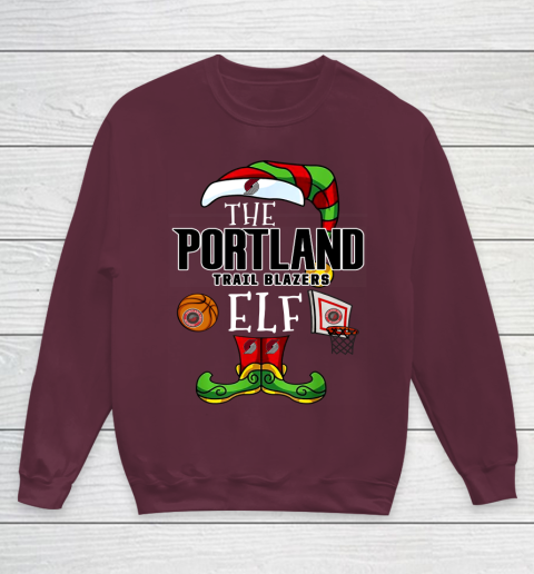 Portland Trail Blazers Christmas ELF Funny NBA Youth Sweatshirt 4