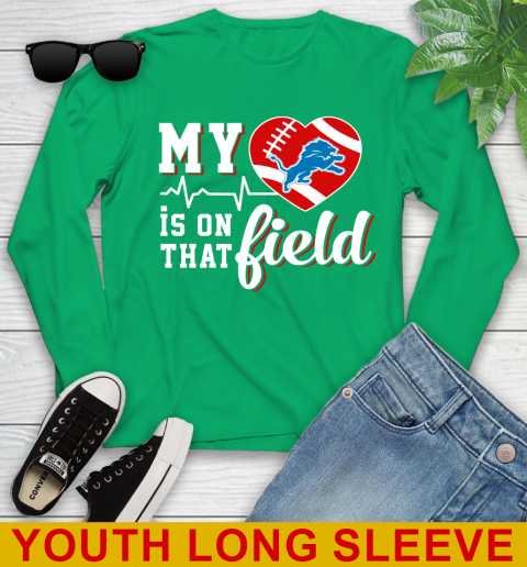 NFL My Heart Is On That Field Football Sports Detroit Lions Youth Long Sleeve 7