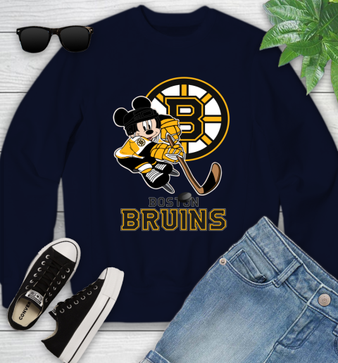 NHL Boston Bruins Mickey Mouse Disney Hockey T Shirt Youth Sweatshirt 3