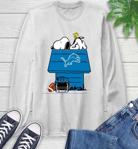 Detroit Lions NFL Football Snoopy Woodstock The Peanuts Movie Long Sleeve T-Shirt