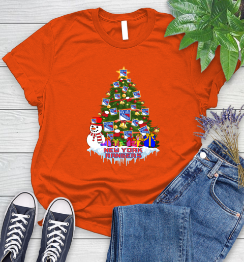 New York Rangers Merry Christmas NHL Hockey Sports Women's T-Shirt 4