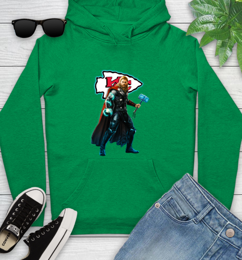 NFL Thor Avengers Endgame Football Kansas City Chiefs Youth Hoodie 7
