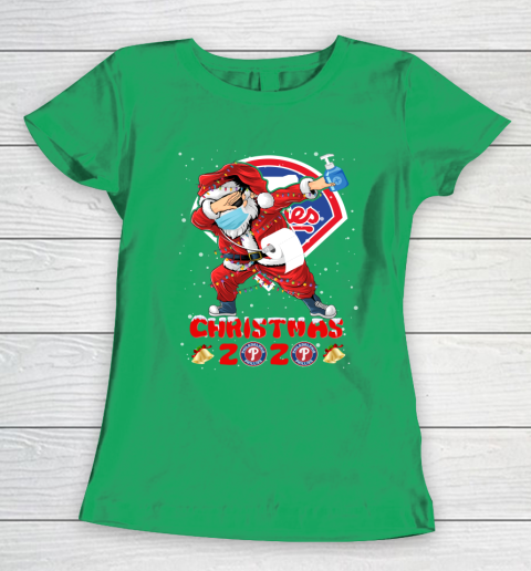 Philadelphia Phillies Funny Santa Claus Dabbing Christmas 2020 MLB Women's T-Shirt 5