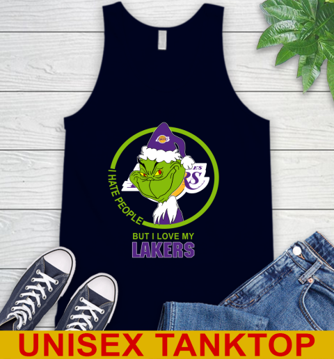 Los Angeles Lakers NBA Christmas Grinch I Hate People But I Love My Favorite Basketball Team Tank Top 3