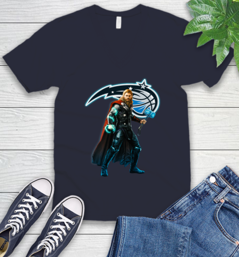 NBA Thor Avengers Endgame Basketball Orlando Magic V-Neck T-Shirt 3