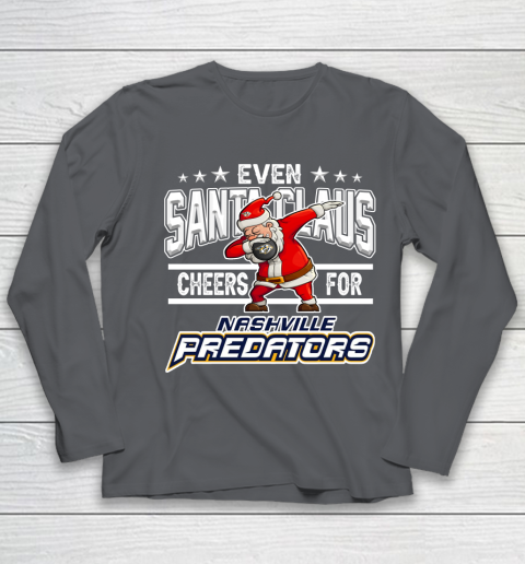 Nashville Predators Even Santa Claus Cheers For Christmas NHL Youth Long Sleeve 6