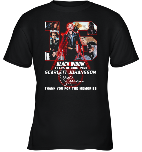 Black Widow 16Th Years Of 2004 2020 Scarlett Johansson Signature Youth T-Shirt