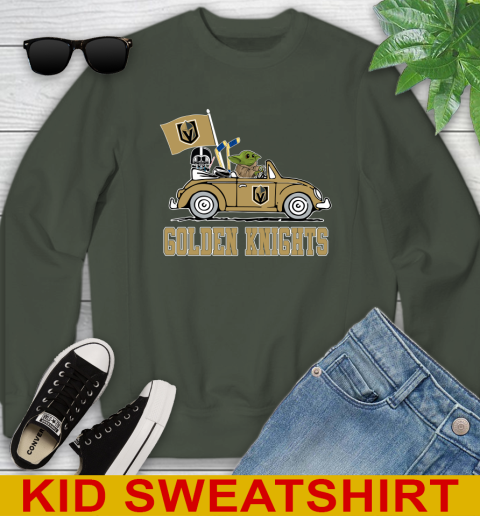 NHL Hockey Vegas Golden Knights Darth Vader Baby Yoda Driving Star Wars Shirt Youth Sweatshirt 9