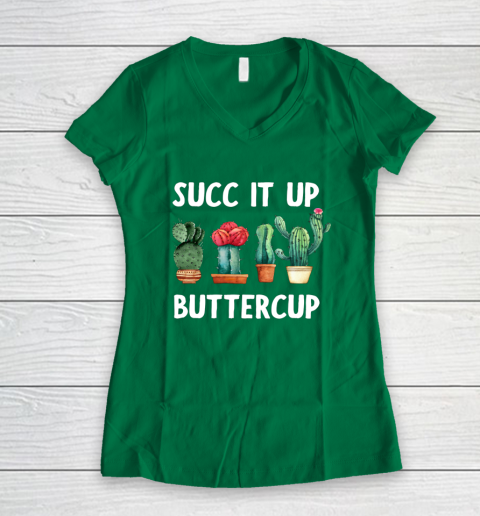 Cactus Lovers Succ It Up Buttercup Pun Funny novelty Women's V-Neck T-Shirt 3
