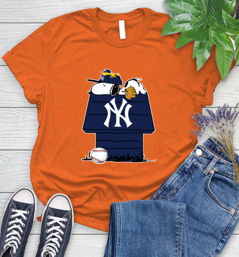 MLB New York Yankees Snoopy Woodstock The Peanuts Movie Baseball T Shirt Women's T-Shirt 4