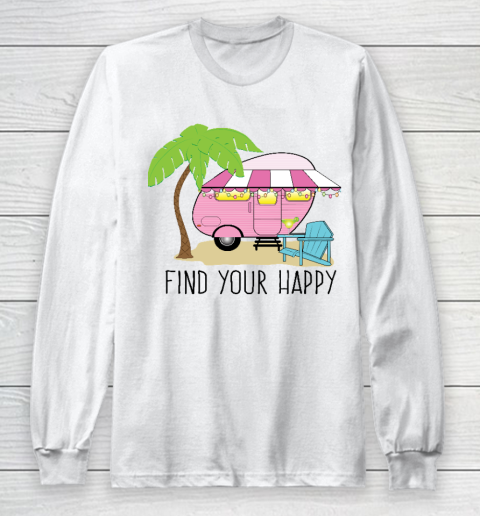 Find Your Happy Retro Florida Camper Camping Long Sleeve T-Shirt
