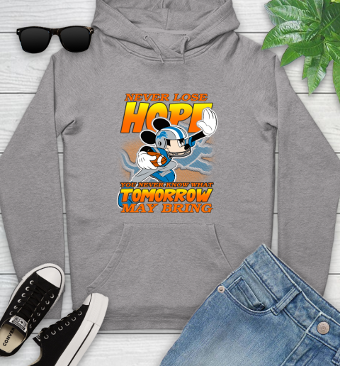 Detroit Lions NFL Football Mickey Disney Never Lose Hope Youth Hoodie 6