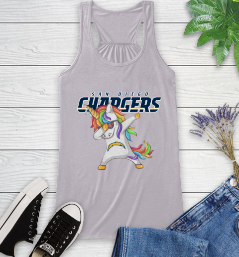 Los Angeles Chargers NFL Football Funny Unicorn Dabbing Sports Racerback Tank 5