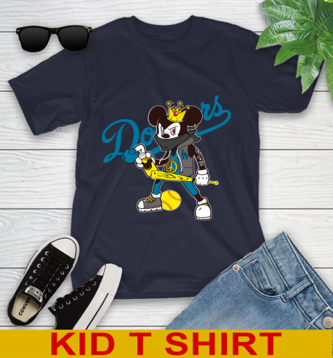 Los Angeles Dodgers MLB Baseball Mickey Peace Sign Sports Youth T-Shirt 3