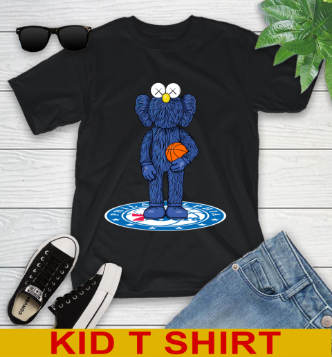 NBA Basketball Philadelphia 76ers Kaws Bff Blue Figure Shirt Youth T-Shirt 2