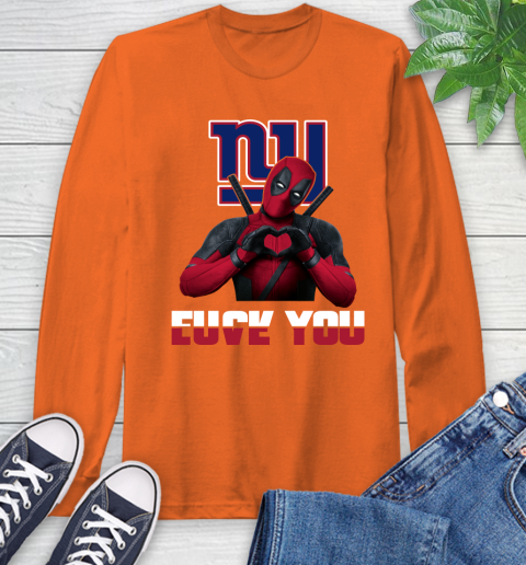 NHL New York Giants Deadpool Love You Fuck You Football Sports Long Sleeve T-Shirt 4