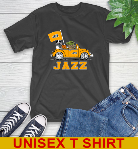 NBA Basketball Utah Jazz Darth Vader Baby Yoda Driving Star Wars Shirt T-Shirt 2