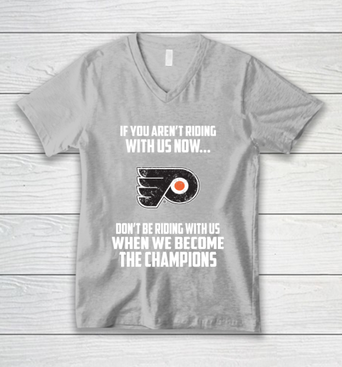 NHL Philadelphia Flyers Hockey We Become The Champions V-Neck T-Shirt 3