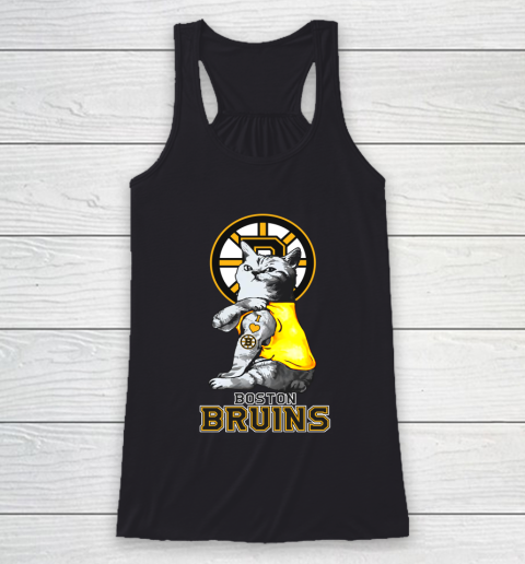 NHL My Cat Loves Boston Bruins Hockey Racerback Tank