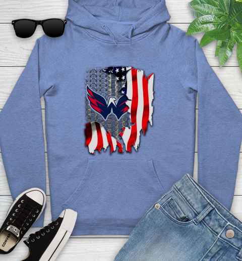 Washington Capitals NHL Hockey American Flag Youth Hoodie 13