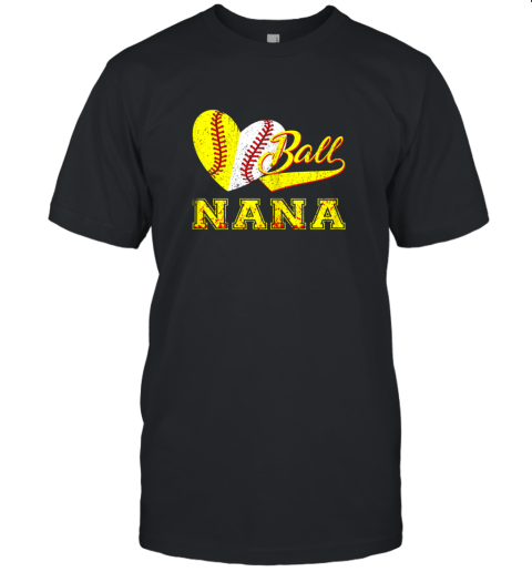 Baseball Softball Ball Heart Nana Shirt Mother's Day Gifts Unisex Jersey Tee
