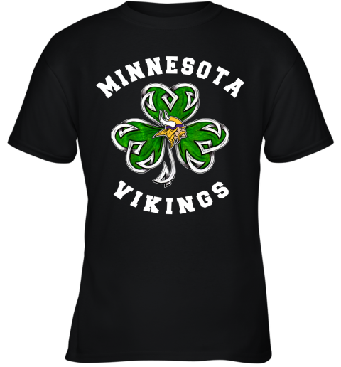 NFL Minnesota Vikings Three Leaf Clover St Patrick's Day Football Sports 82SVtKq42Cw youth t shirt 26 95 151514 front black