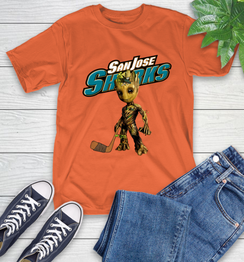San Jose Sharks NHL Hockey Groot Marvel Guardians Of The Galaxy T-Shirt 5