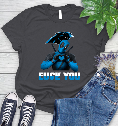 NHL Carolina Panthers Deadpool Love You Fuck You Football Sports Women's T-Shirt 8