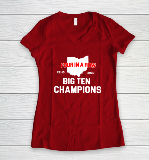 Big Ten Champions Four in a Row 2020 Women's V-Neck T-Shirt 8