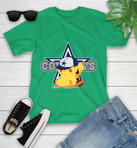 NFL Pikachu Football Sports Dallas Cowboys Youth T-Shirt 6