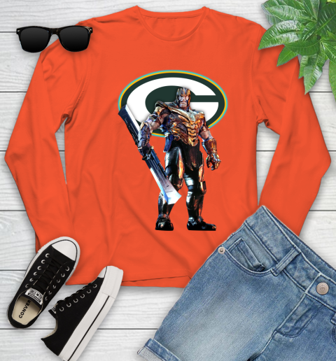 NFL Thanos Gauntlet Avengers Endgame Football Green Bay Packers Youth Long Sleeve 4