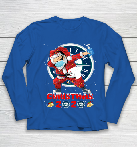 Seattle Mariners Funny Santa Claus Dabbing Christmas 2020 MLB Youth Long Sleeve 7