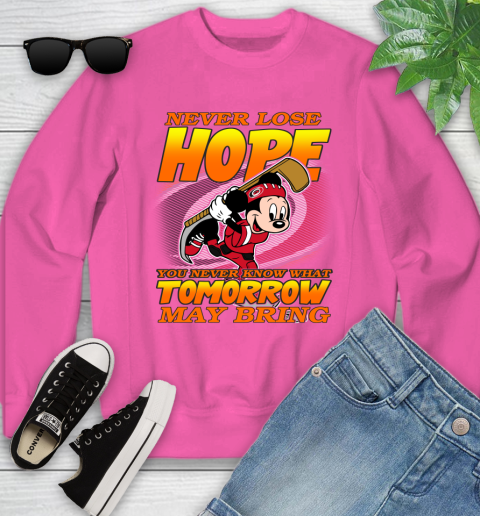 Carolina Hurricanes NHL Hockey ootball Mickey Disney Never Lose Hope Youth Sweatshirt 6