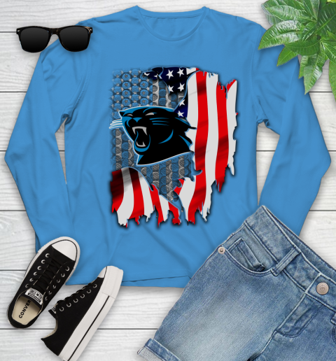 Carolina Panthers NFL Football American Flag Youth Long Sleeve 8